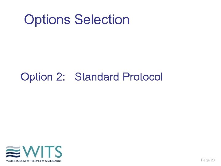 Options Selection Option 2: Standard Protocol Page 23 