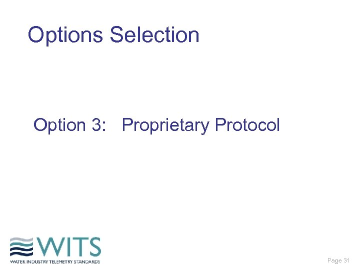 Options Selection Option 3: Proprietary Protocol Page 31 