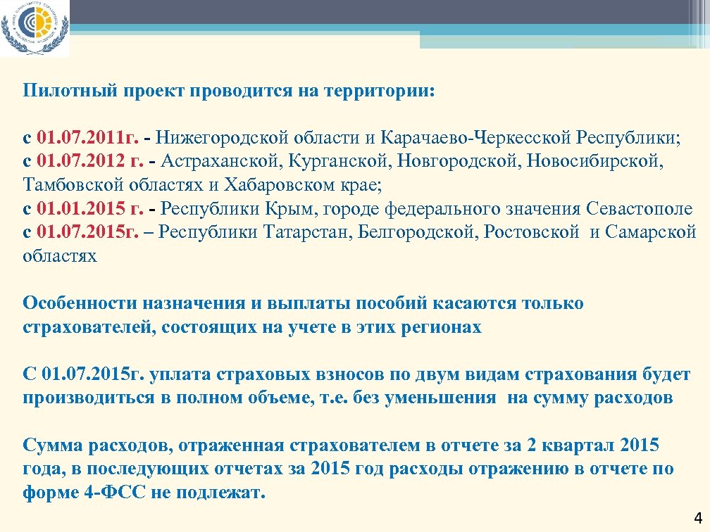 Пилотный проект проводится на территории: с 01. 07. 2011 г. - Нижегородской области и