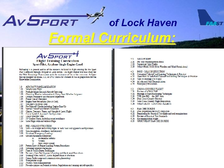 of Lock Haven Formal Curriculum: 