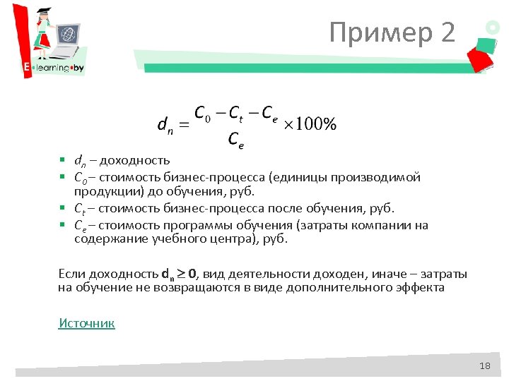 Пример 2 § dn – доходность § С 0 – стоимость бизнес-процесса (единицы производимой