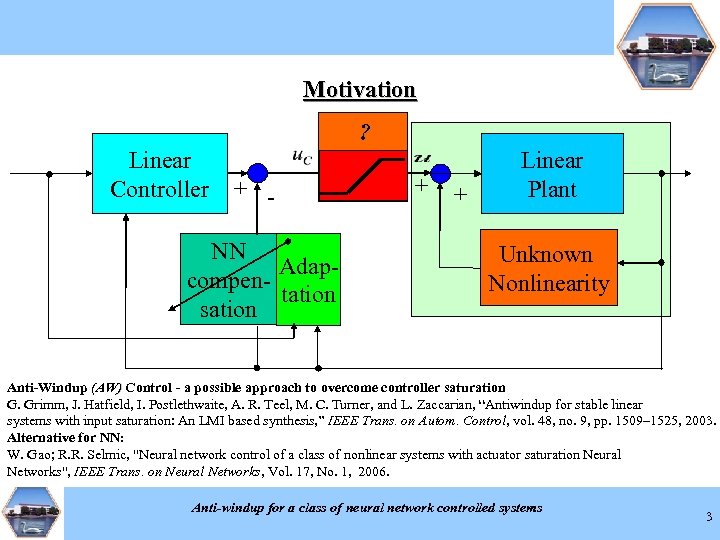 Motivation ? Linear Controller + - NN Adapcompentation sation + + Linear Plant Unknown