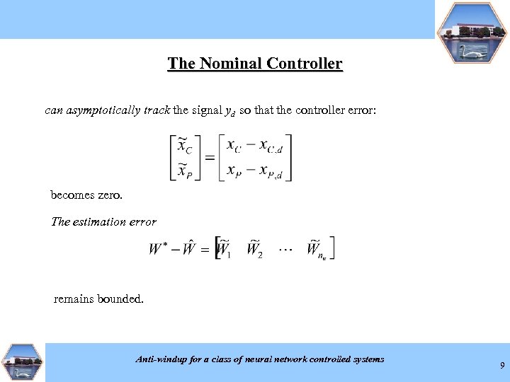 The Nominal Controller can asymptotically track the signal yd so that the controller error: