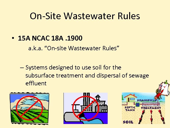 On-Site Wastewater Rules • 15 A NCAC 18 A. 1900 a. k. a. “On-site