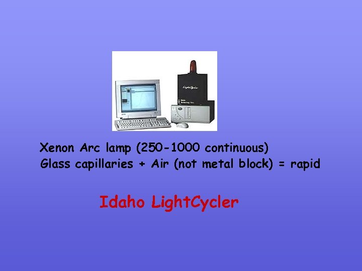 Xenon Arc lamp (250 -1000 continuous) Glass capillaries + Air (not metal block) =