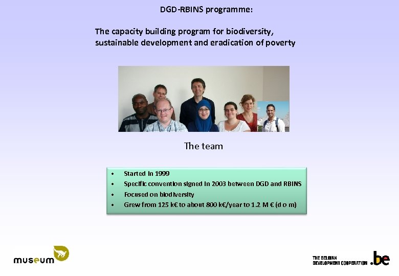 DGD-RBINS programme: The capacity building program for biodiversity, sustainable development and eradication of poverty