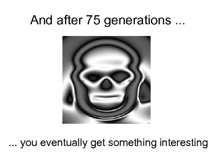 And after 75 generations. . . you eventually get something interesting 