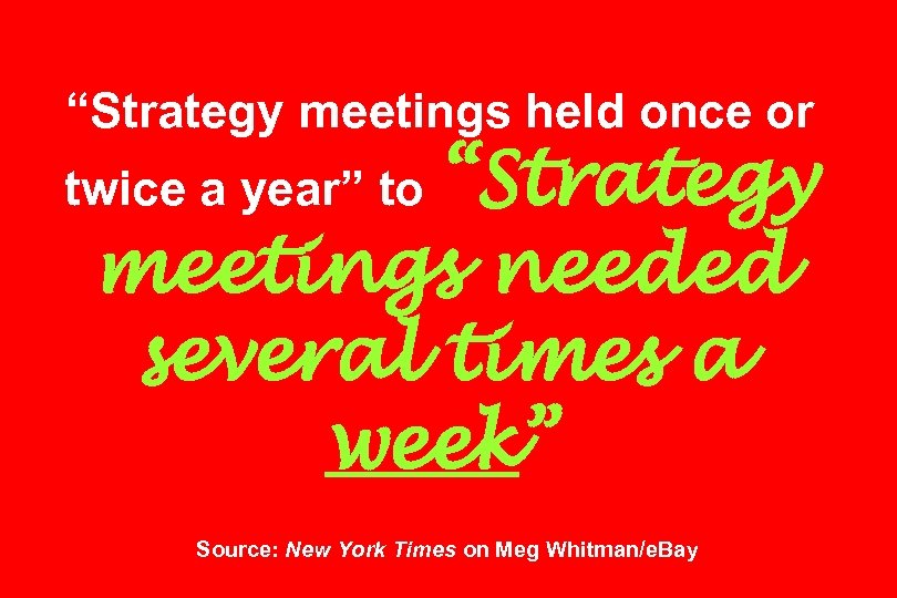 “Strategy meetings held once or “Strategy meetings needed several times a week” twice a