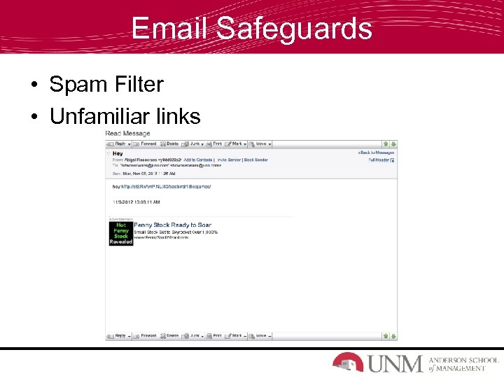 Email Safeguards • Spam Filter • Unfamiliar links 