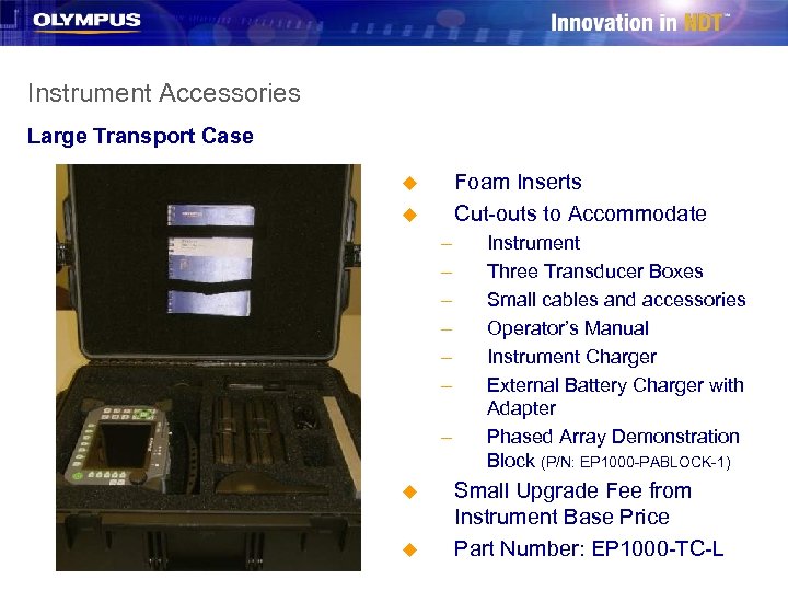 Instrument Accessories Large Transport Case Foam Inserts Cut-outs to Accommodate u u – –