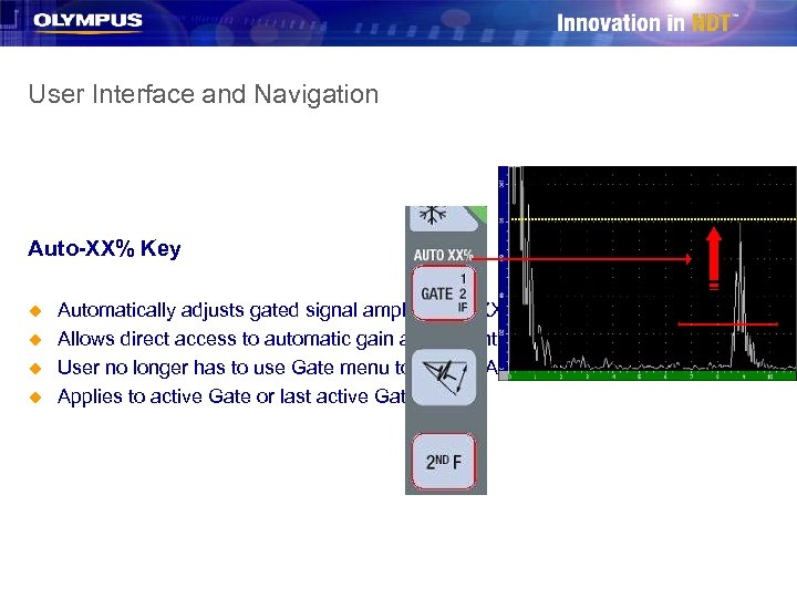 User Interface and Navigation Auto-XX% Key u u Automatically adjusts gated signal amplitude to