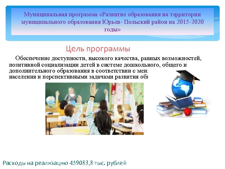 Муниципальная программа «Развитие образования на территории муниципального образования Юрьев- Польский район на 2015 -2020
