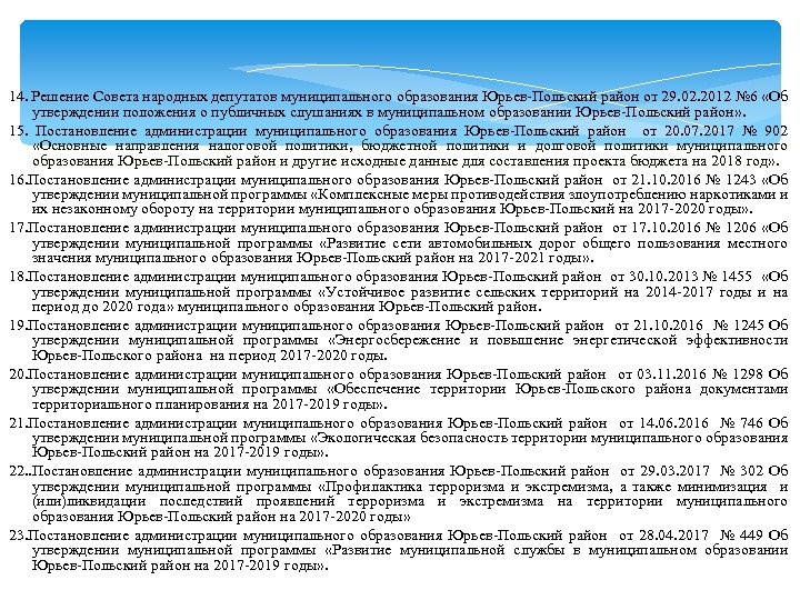 14. Решение Совета народных депутатов муниципального образования Юрьев-Польский район от 29. 02. 2012 №