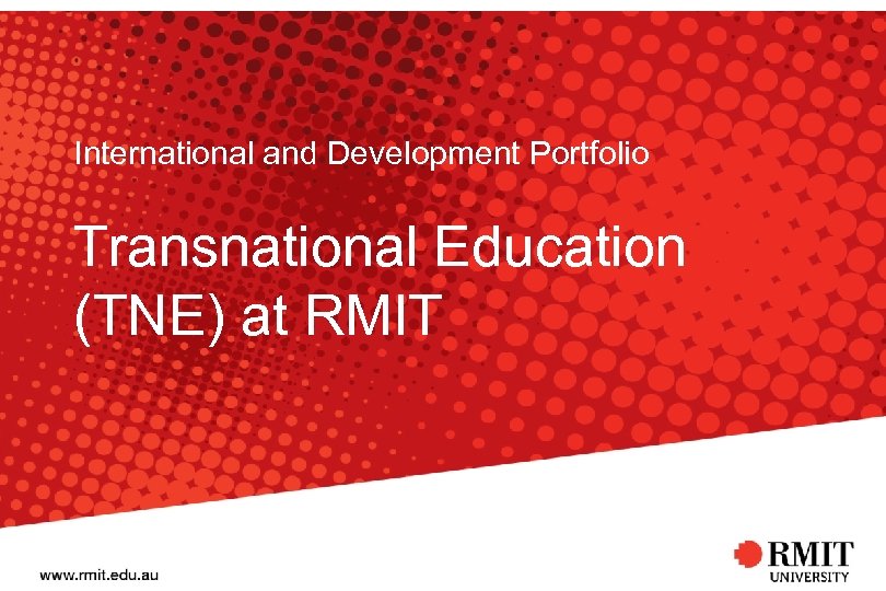 International and Development Portfolio Transnational Education (TNE) at RMIT International & Development Portfolio 1