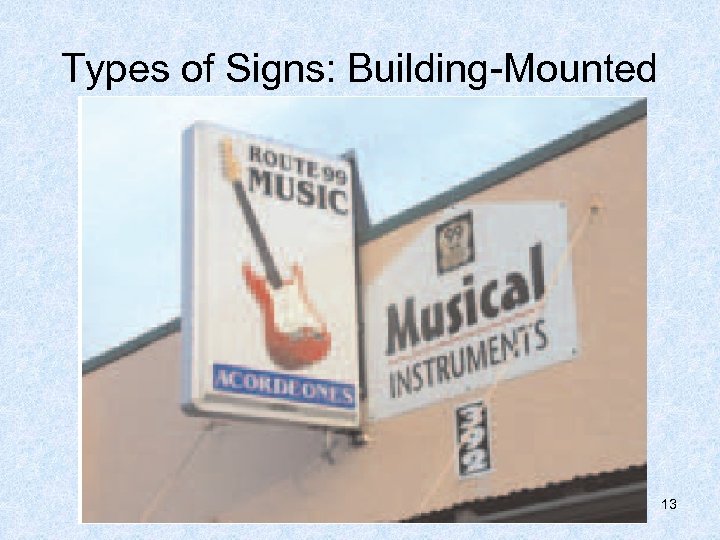 Types of Signs: Building-Mounted 13 