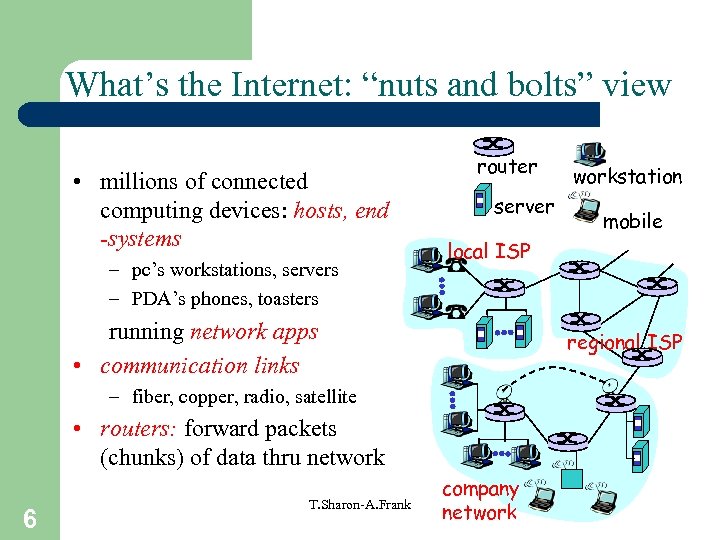 What’s the Internet: “nuts and bolts” view • millions of connected computing devices: hosts,