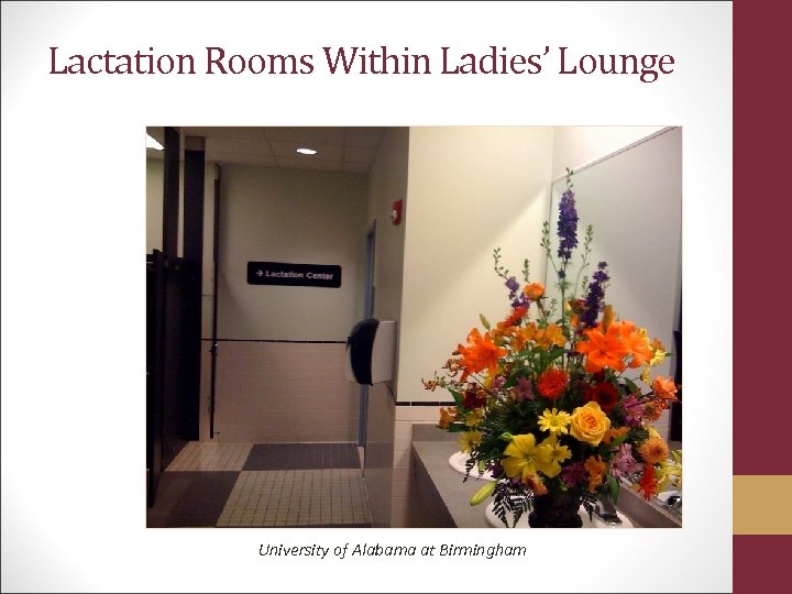 Lactation Rooms Within Ladies’ Lounge University of Alabama at Birmingham 