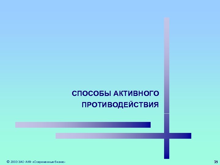 СПОСОБЫ АКТИВНОГО ПРОТИВОДЕЙСТВИЯ 2003 ЗАО АКФ «Современные бизнес- 35 