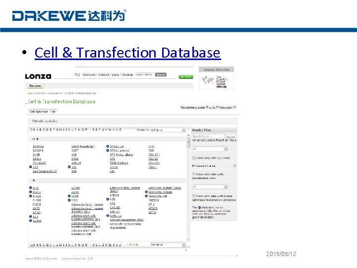  • Cell & Transfection Database 2015/05/12 