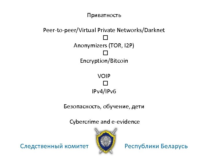 Приватность Peer-to-peer/Virtual Private Networks/Darknet Anonymizers (TOR, I 2 P) Encryption/Bitcoin VOIP IPv 4/IPv 6