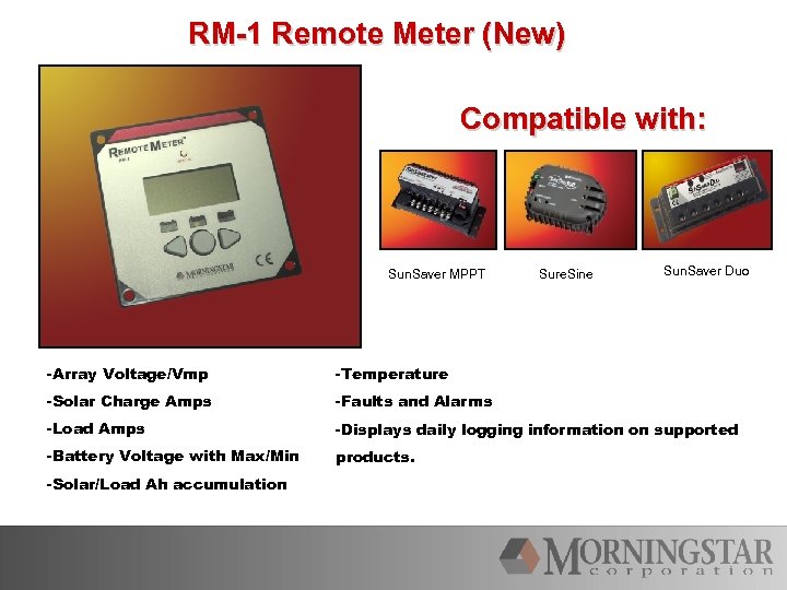 RM-1 Remote Meter (New) Compatible with: Sun. Saver MPPT Sure. Sine Sun. Saver Duo