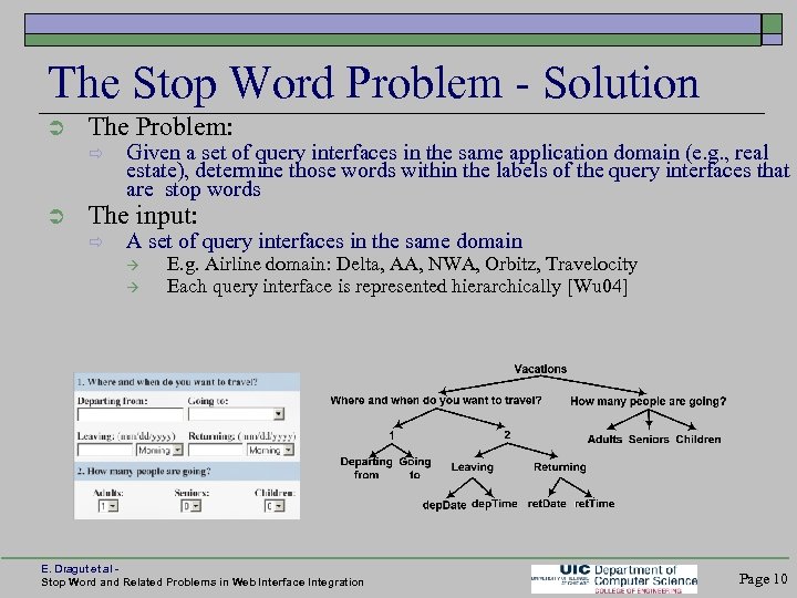 The Stop Word Problem - Solution The Problem: Given a set of query interfaces