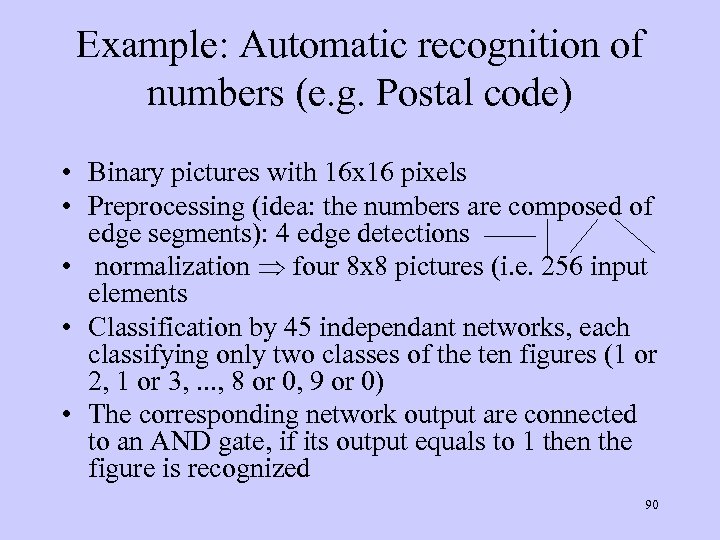 Example: Automatic recognition of numbers (e. g. Postal code) • Binary pictures with 16