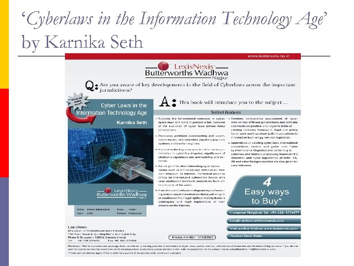 ‘Cyberlaws in the Information Technology Age’ by Karnika Seth 