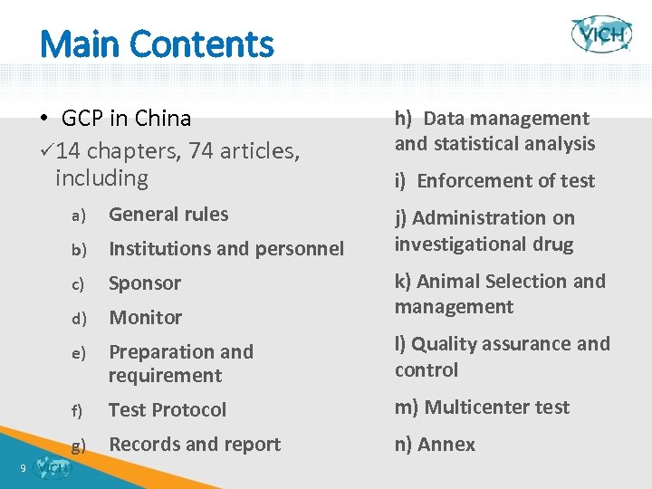 Main Contents • GCP in China ü 14 chapters, 74 articles, including h) Data