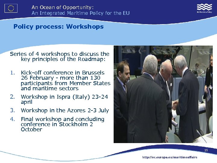 An Ocean of Opportunity: An Integrated Maritime Policy for the EU Policy process: Workshops