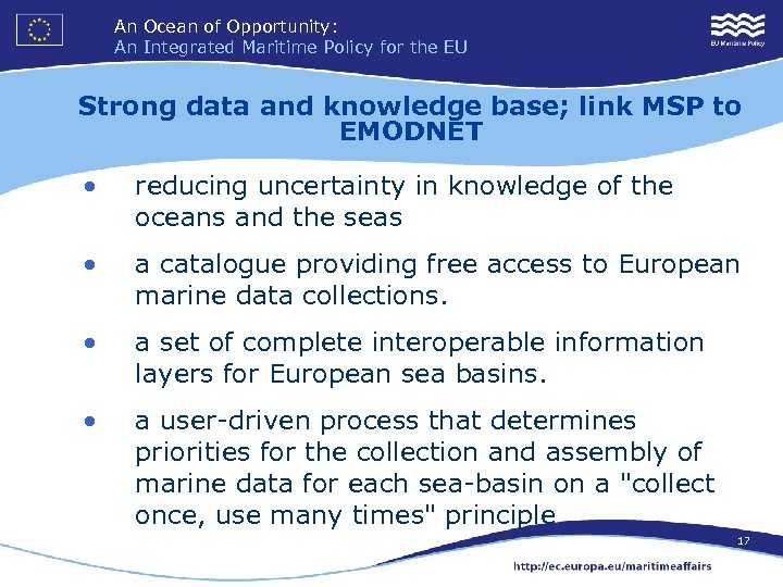 An Ocean of Opportunity: An Integrated Maritime Policy for the EU Strong data and