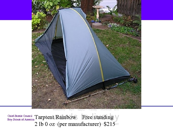 Chief Seattle Council Boy Scouts of America Tarptent Rainbow Free standing 2 lb 0