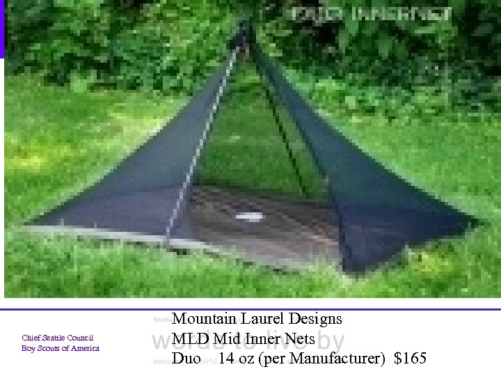 Chief Seattle Council Boy Scouts of America Mountain Laurel Designs MLD Mid Inner Nets