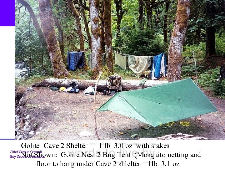 Golite Cave 2 Shelter 1 lb 3. 0 oz with stakes Chief Seattle Council