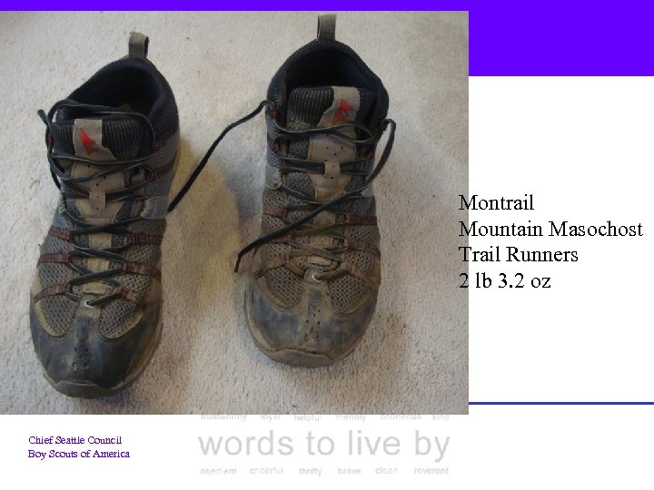 Montrail Mountain Masochost Trail Runners 2 lb 3. 2 oz Chief Seattle Council Boy