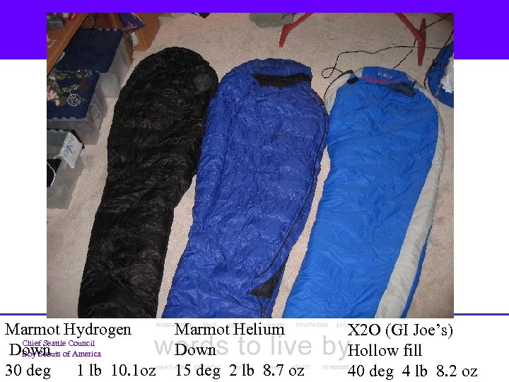 Marmot Hydrogen Chief Seattle Council Down Boy Scouts of America 30 deg 1 lb