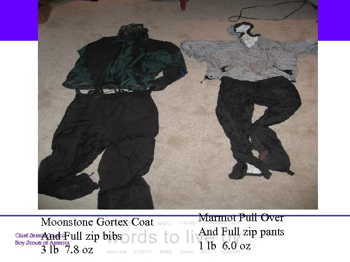 Moonstone Gortex Coat Chief Seattle Council And Full zip bibs Boy Scouts of America