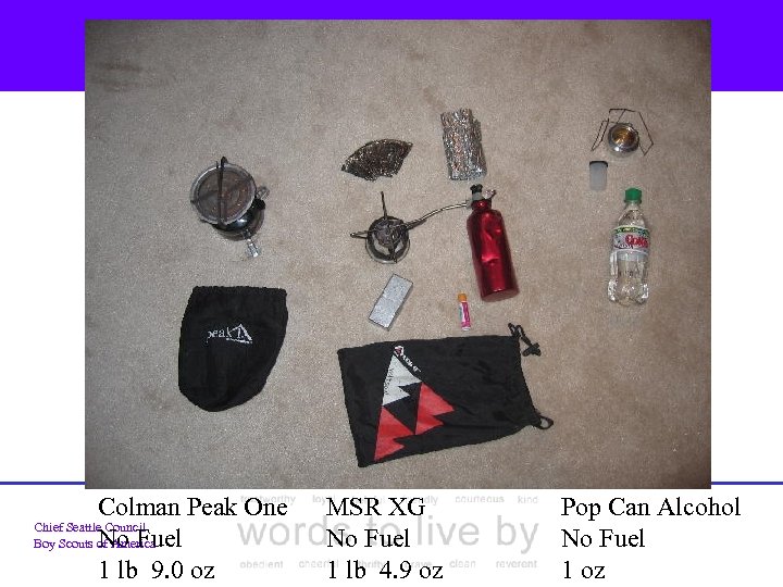 Colman Peak One Chief Seattle Council No Fuel Boy Scouts of America 1 lb