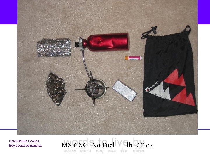 Chief Seattle Council Boy Scouts of America MSR XG No Fuel 1 lb 7.