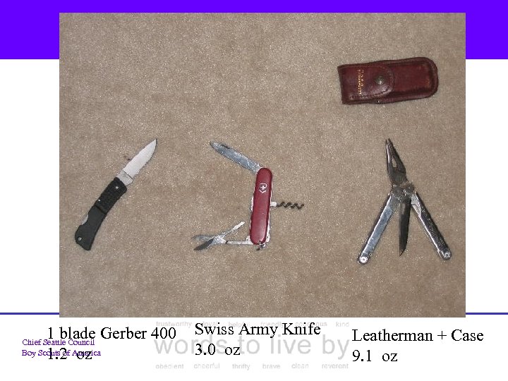 1 blade Gerber 400 Chief Seattle Council Boy Scouts of America 1. 2 oz