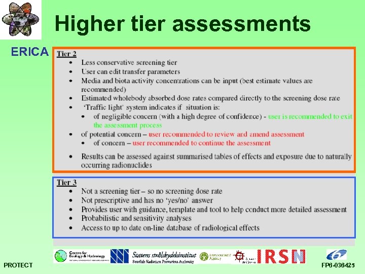 Higher tier assessments ERICA PROTECT FP 6 -036425 