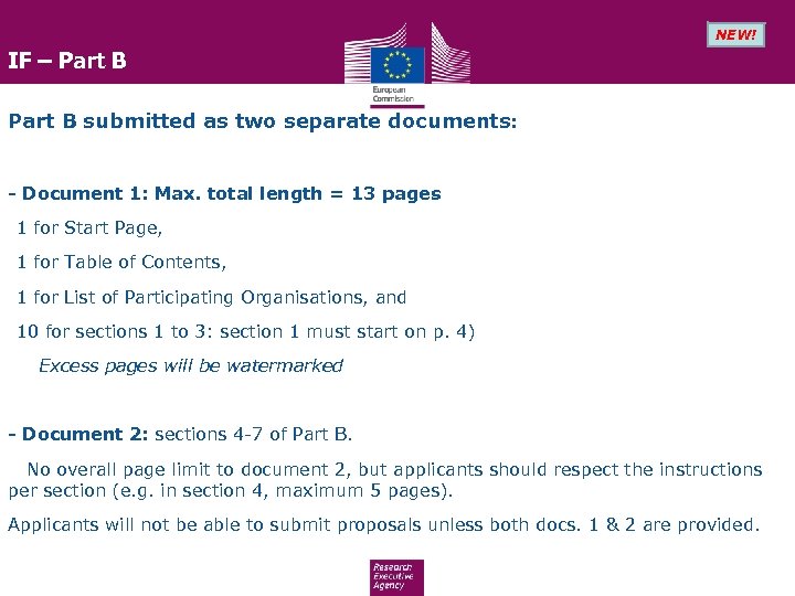 NEW! IF – Part B submitted as two separate documents: - Document 1: Max.