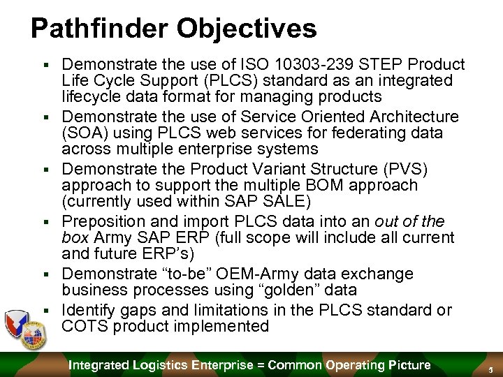Pathfinder Objectives § § § Demonstrate the use of ISO 10303 -239 STEP Product