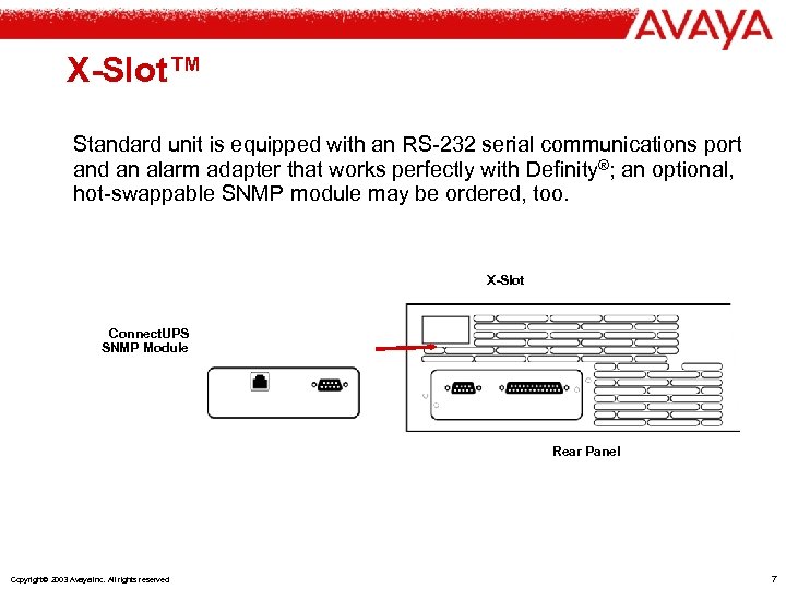 X-Slot™ Standard unit is equipped with an RS-232 serial communications port and an alarm