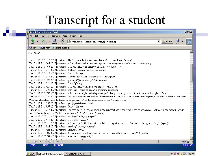 Transcript for a student 