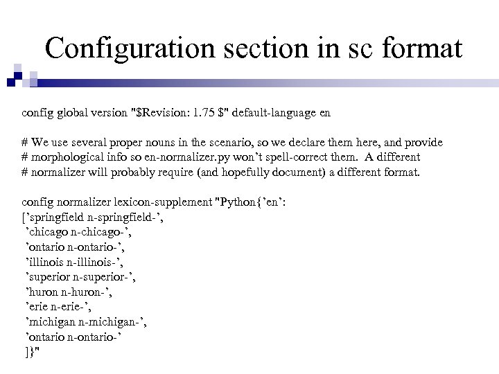 Configuration section in sc format config global version 