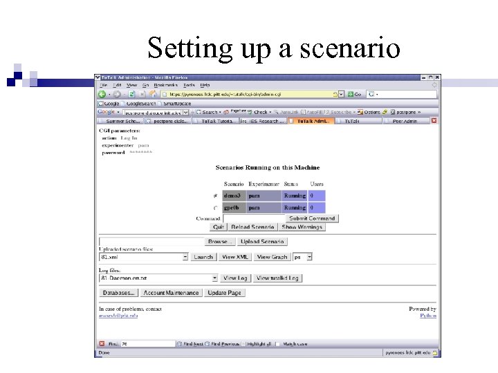 Setting up a scenario 