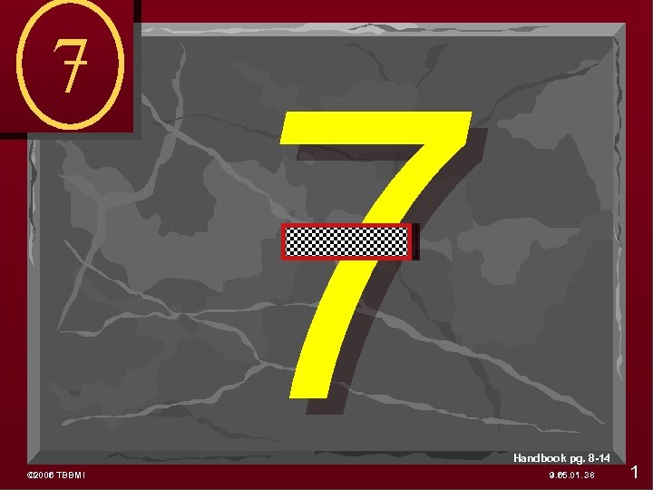 7 © 2006 TBBMI 7 Handbook pg. 8 -14 9. 65. 01. 38 1