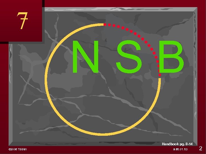 7 NSB Handbook pg. 8 -14 © 2006 TBBMI 9. 65. 01. 53 2