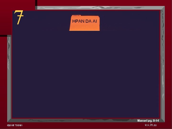 7 HPAN DA AI Manuel pg. 8 -14 © 2006 TBBMI 9. 6. 01.